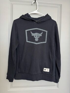 Under Armour Black Pullover Hoodie with Bull Shield Logo